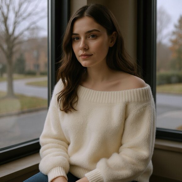 Banana Republic Fuzzy Off-Shoulder Sweater (XS)/TP - Picture 1 of 4